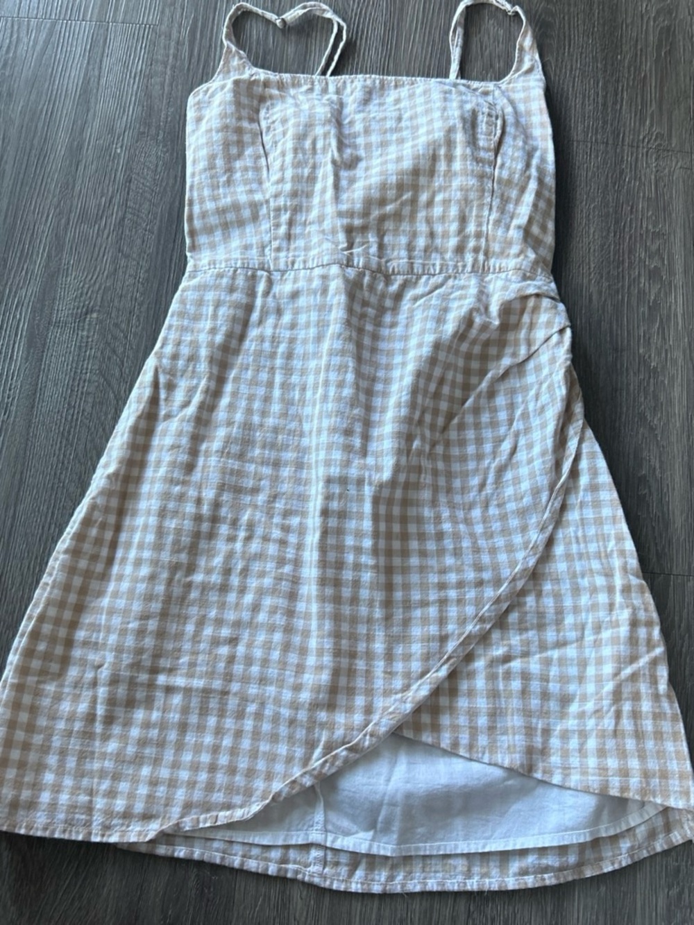 Abercrombie & Fitch Beige Gingham High-Low Sundress